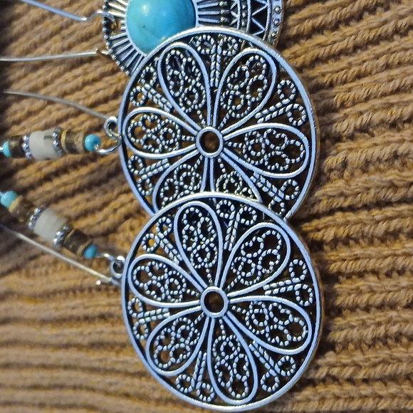 Bundle of six fashion earrings Silverstone turquoise color - Picture 3 of 7